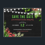 Christmas Chalkboard Save The Date Holly Leaves Announcement Postcard<br><div class="desc">Christmas Chalkboard Save The Date Holly Leaves</div>