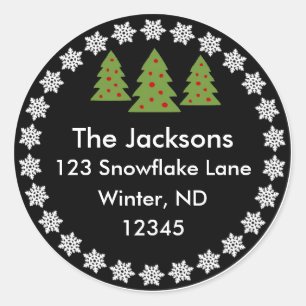 Christmas Chalkboard Snowflake Tree Address Label