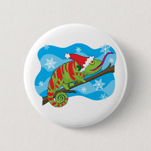 Christmas Chameleon 6 Cm Round Badge
