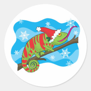 Christmas Chameleon Classic Round Sticker