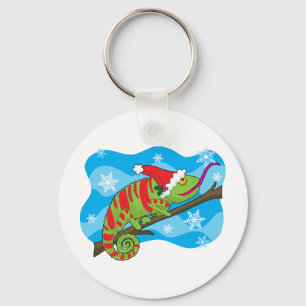 Christmas Chameleon Key Ring