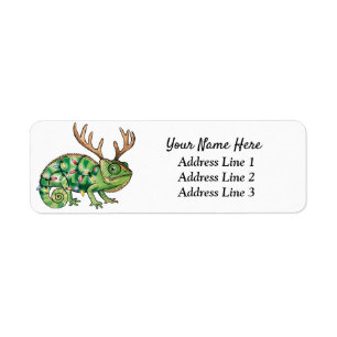 Christmas Chameleon Lizard Return Address Label