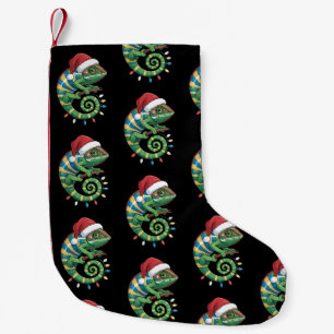 Christmas Chameleon Santa Hat Xmas Reptile Lizard Small Christmas Stocking