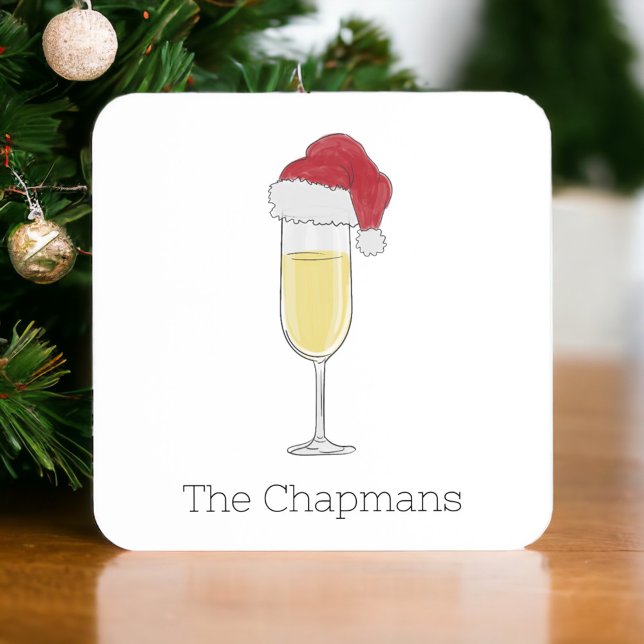 Christmas Champagne Festive Santa Hat Coaster (Creator Uploaded)