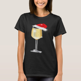 Christmas Champagne Glass Santa Hat Drinking T-Shirt