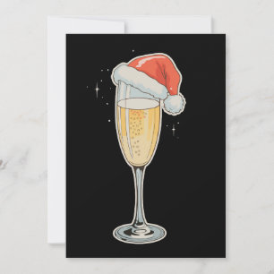 Christmas Champagne Santa Hat Drink Holiday Party Card