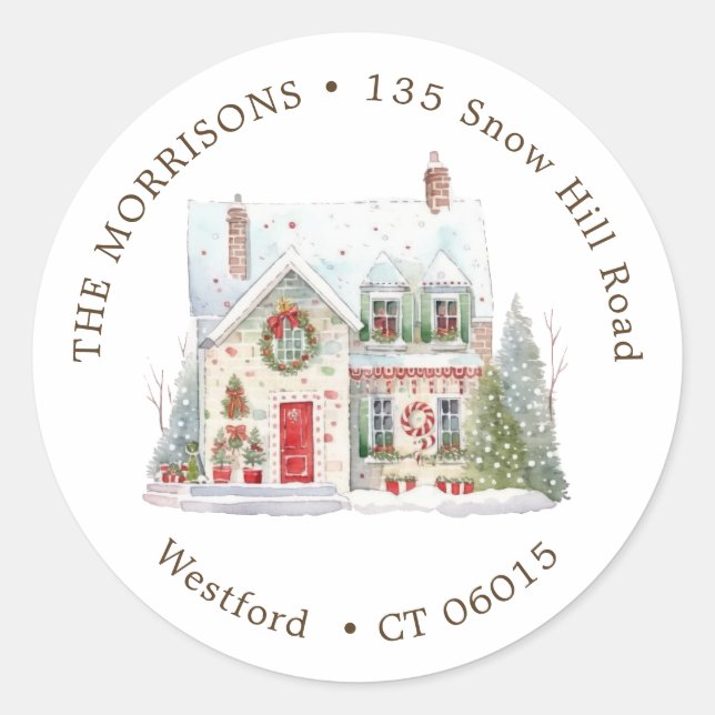 Christmas Change Address New Home Classic Round Sticker (Front)