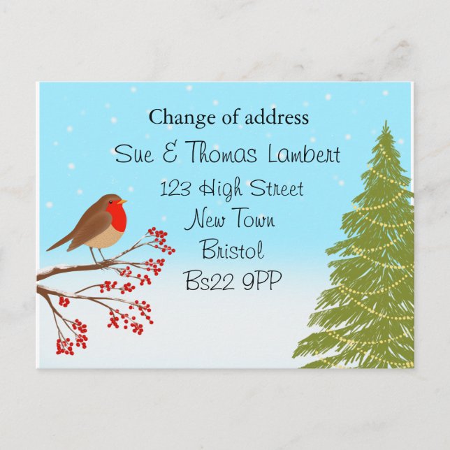 Christmas Change of address Announcement Postcard (Front)