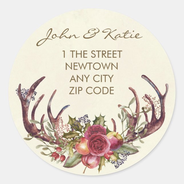 Christmas change of address sticker winter holly (Front)