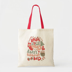 Christmas Chanukah hanukkah Groovy Vibes Tote Bag