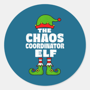 Christmas Chaos Coordinator Elf Funny Xmas Holiday Classic Round Sticker