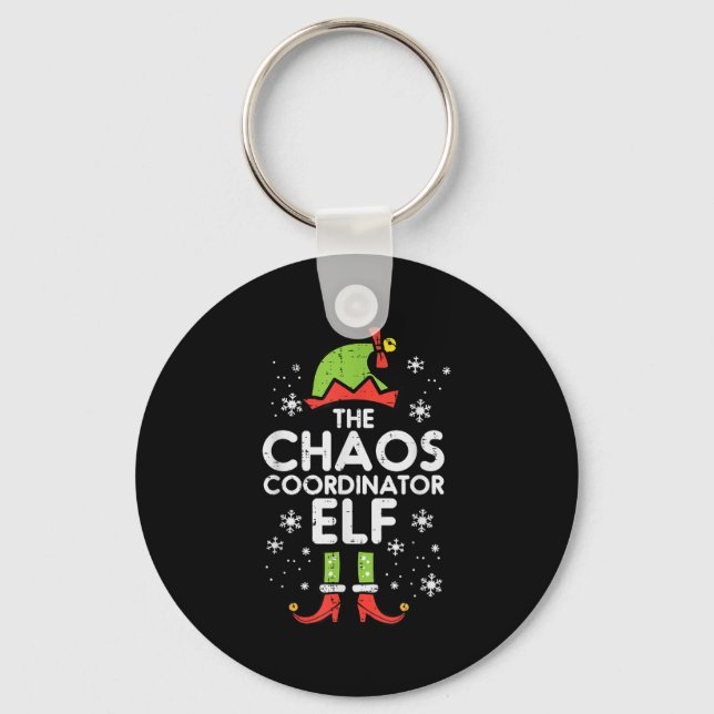 Christmas Chaos Coordinator Elf Xmas Family Match  Key Ring (Front)