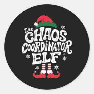 Christmas Chaos Coordinator Elf Xmas Pajama Gift M Classic Round Sticker