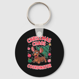 Christmas Chaos Coordinator Xmas Puppy Funny Dachs Key Ring