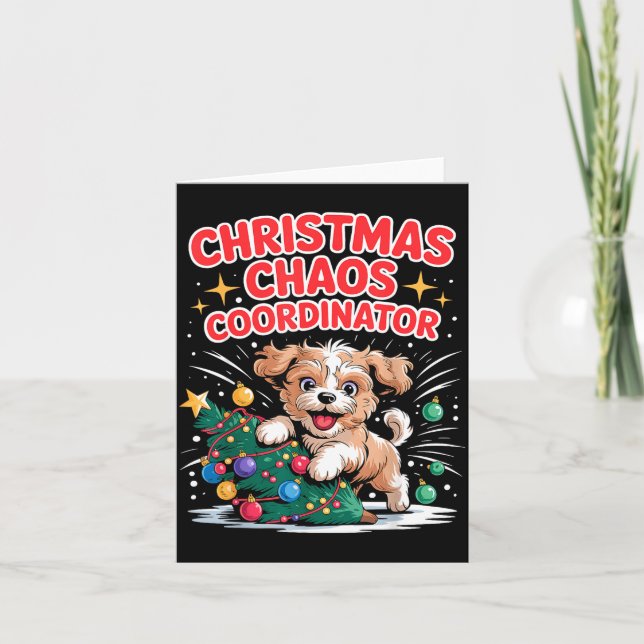 Christmas Chaos Coordinator Xmas Puppy Funny Shi-o Card (Front)