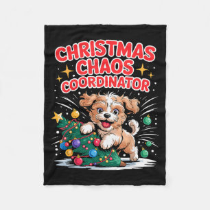 Christmas Chaos Coordinator Xmas Puppy Funny Shi-p Fleece Blanket