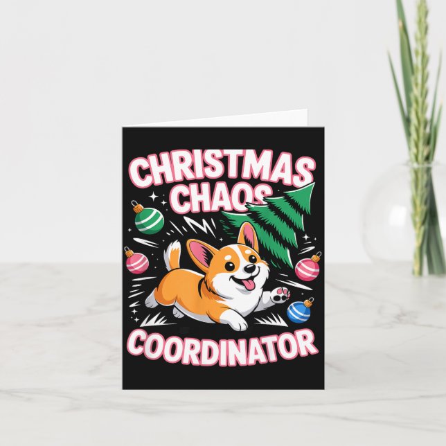 Christmas Chaos Coordinator Xmas Puppy Funny Welsh Card (Front)
