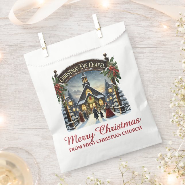 Christmas Chapel Merry Christmas Favour Bags (Clipped)