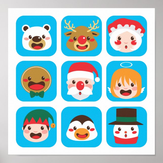 Christmas Character Faces Poster (Front)