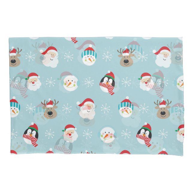Christmas Character Heads: Festive Wrap Pillowcase (Front)