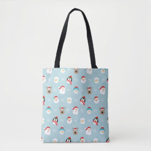 Christmas Character Heads: Festive Wrap Tote Bag