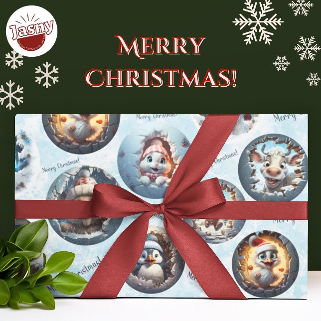 Christmas Characters 3D Snow Globes Wrapping Paper (Creator Uploaded)