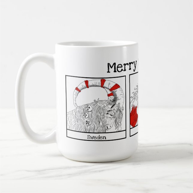 Christmas Characters Around The World Illustration Coffee Mug (Left)