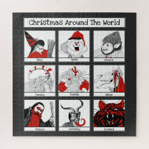 Christmas Characters Around The World Illustration Jigsaw Puzzle