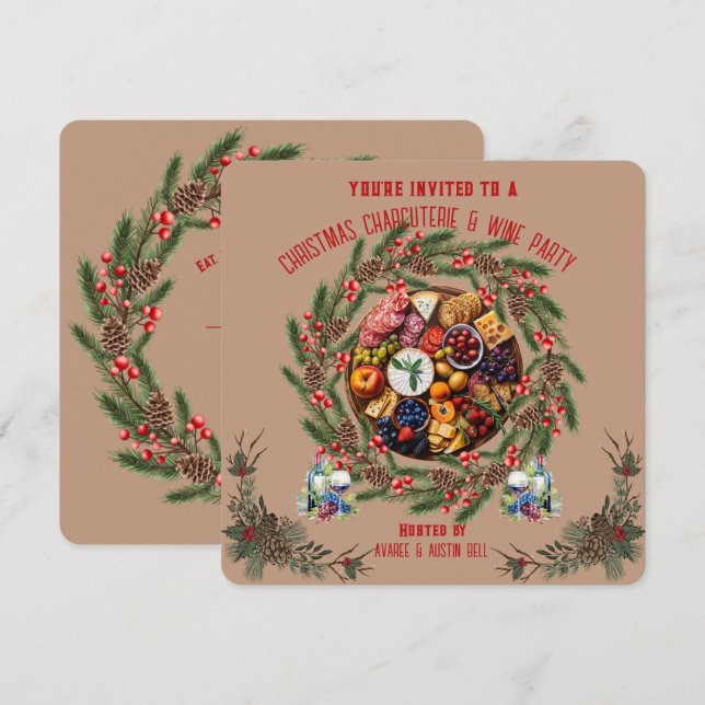 Christmas Charcuterie and Wine Party Invitation (Front/Back)