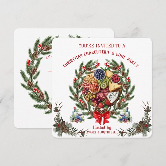 Christmas Charcuterie and Wine Party Invitation (Front/Back)