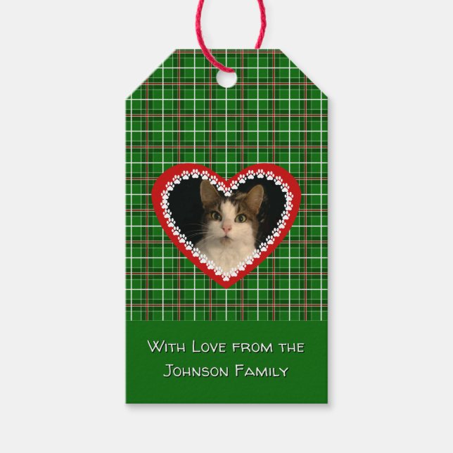 Christmas check pet photo gift tags (Front)