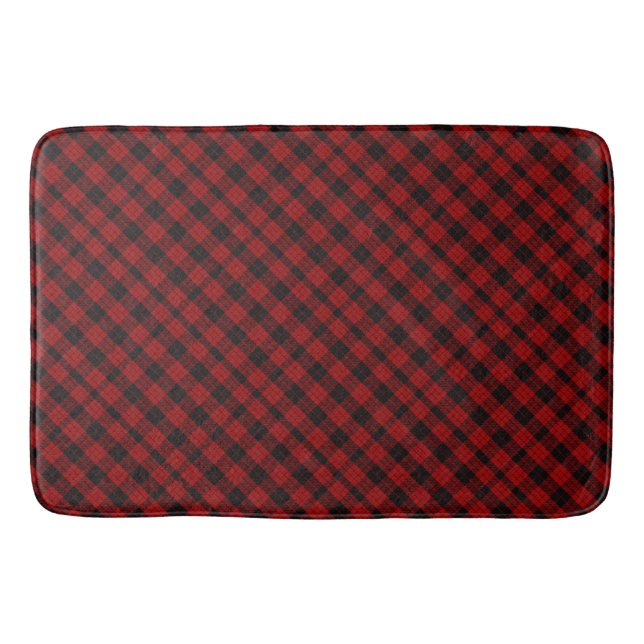 Christmas checkered pattern Red Buffalo Plaid Bath Mat (Front)