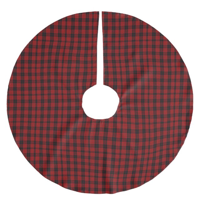 Christmas checkered pattern Red Buffalo Plaid Brushed Polyester Tree Skirt (Front)