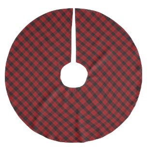 Christmas checkered pattern Red Buffalo Plaid Brushed Polyester Tree Skirt