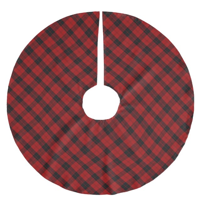 Christmas checkered pattern Red Buffalo Plaid Brushed Polyester Tree Skirt (Front)