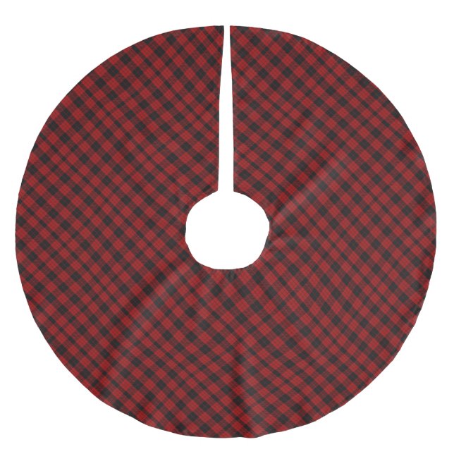 Christmas checkered pattern Red Buffalo Plaid Brushed Polyester Tree Skirt (Front)