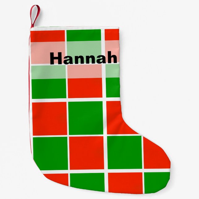 Christmas Checkers Small Christmas Stocking (Front)