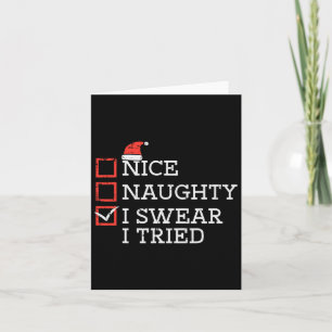 Christmas Checklist Nice Naughty I Tried Xmas Men  Card