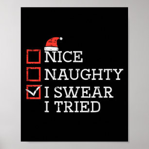 Christmas Checklist Nice Naughty I Tried Xmas Men Poster