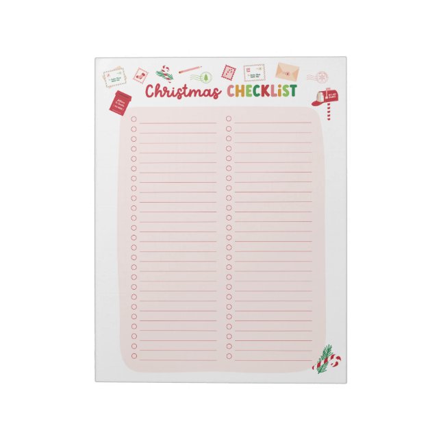 Christmas Checklist Two-Column Festive Notepad (Rotated)