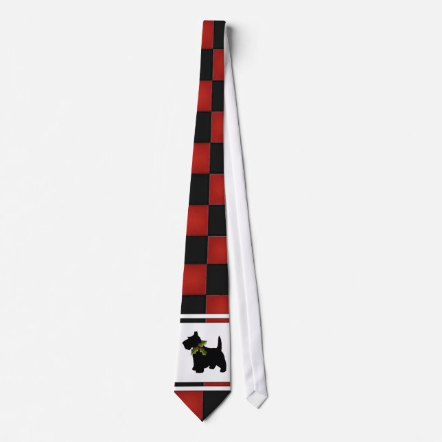 Christmas Checks with Scottie Dog Pattern Tie (Front)