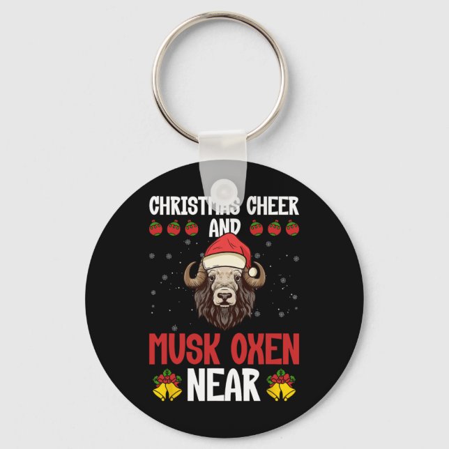 Christmas Cheer And Musk Oxen Near - Musk Ox Musko Key Ring (Front)