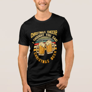 Christmas Cheer Beer Funny Retro Festive Holiday Tri-Blend Shirt