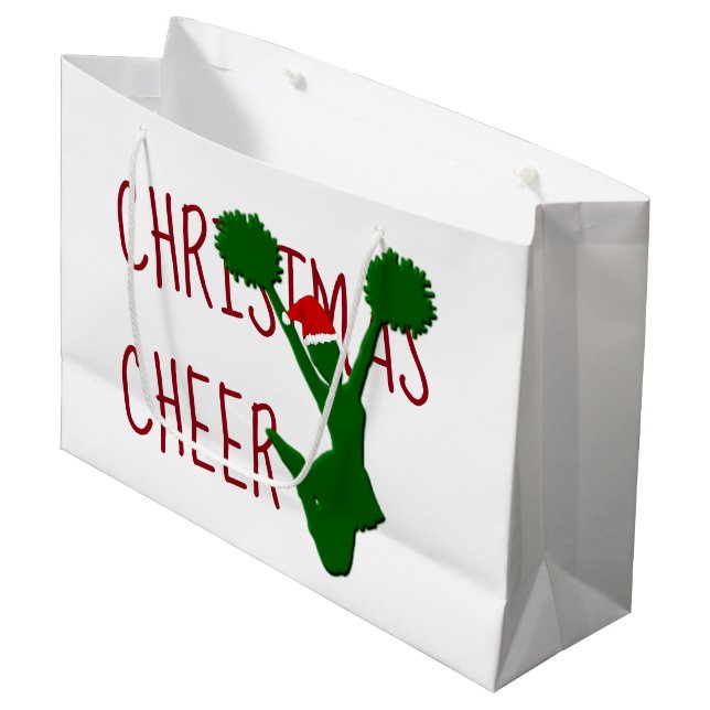 Christmas Cheer Cheerleader Holiday Spirit Large Gift Bag (Front Angled)