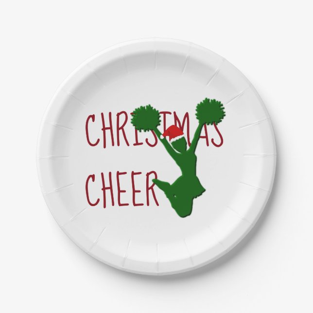 Christmas Cheer Cheerleader Holiday Spirit Paper Plate (Front)