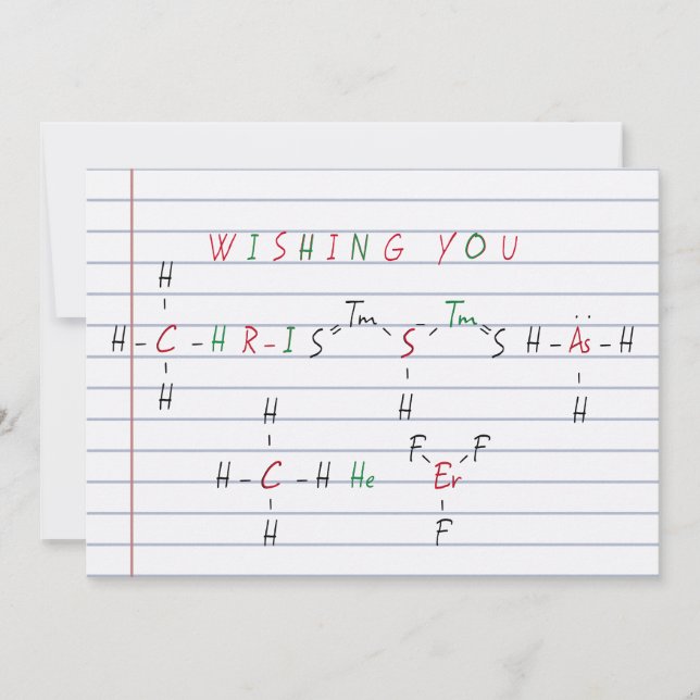 Christmas Cheer Chemistry Science Teacher Holiday Card (Front)