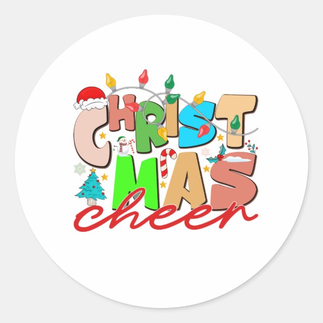 Christmas Cheer Classic Round Sticker (Front)