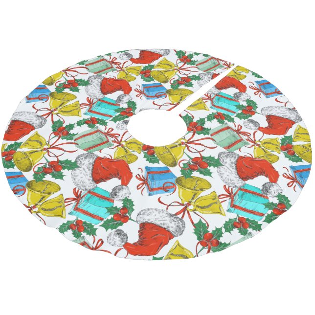 Christmas Cheer Collection Brushed Polyester Tree Skirt (Angled)