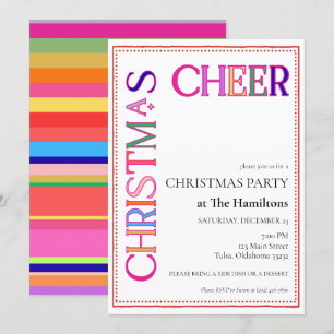 Christmas Cheer Colorful  Christmas Party Invitation