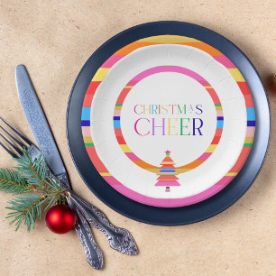 Christmas Cheer Colorful Tree Paper Plate